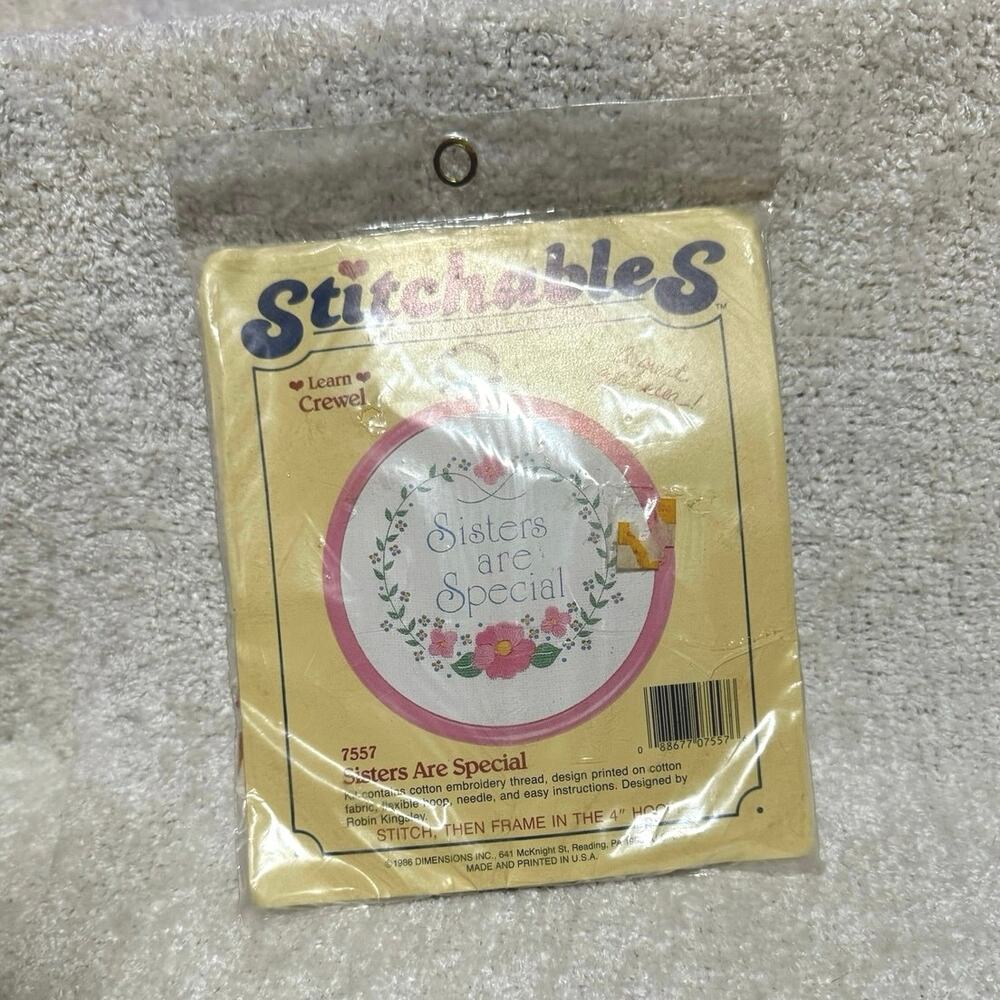 Vintage 1986 Stitchables “Sisters Are Special “ Cross-stitch Robin Kingsley